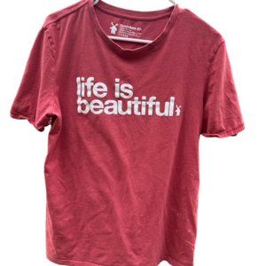 Dutch Bros Unisex Red/Pink “Life is Beautiful” MEDIUM+ LARGE +XL T Rare Vintage